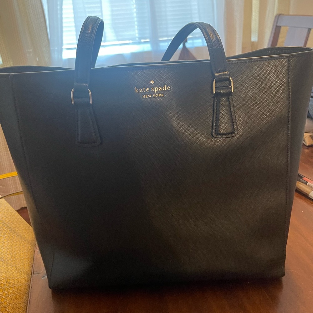 Black PERRY LEATHER LAPTOP TOTE- used, no rips or tears, normal wear and tear